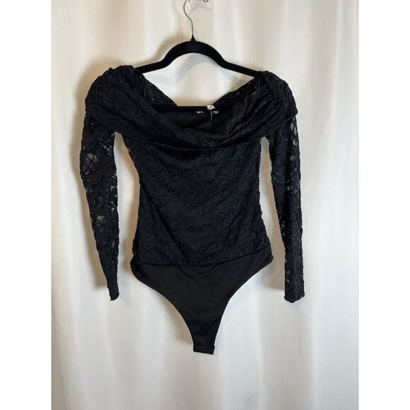 AFRM Long sleeve Lace Black Bodysuit Off Shoulder Size XS - Picture 2 of 4
